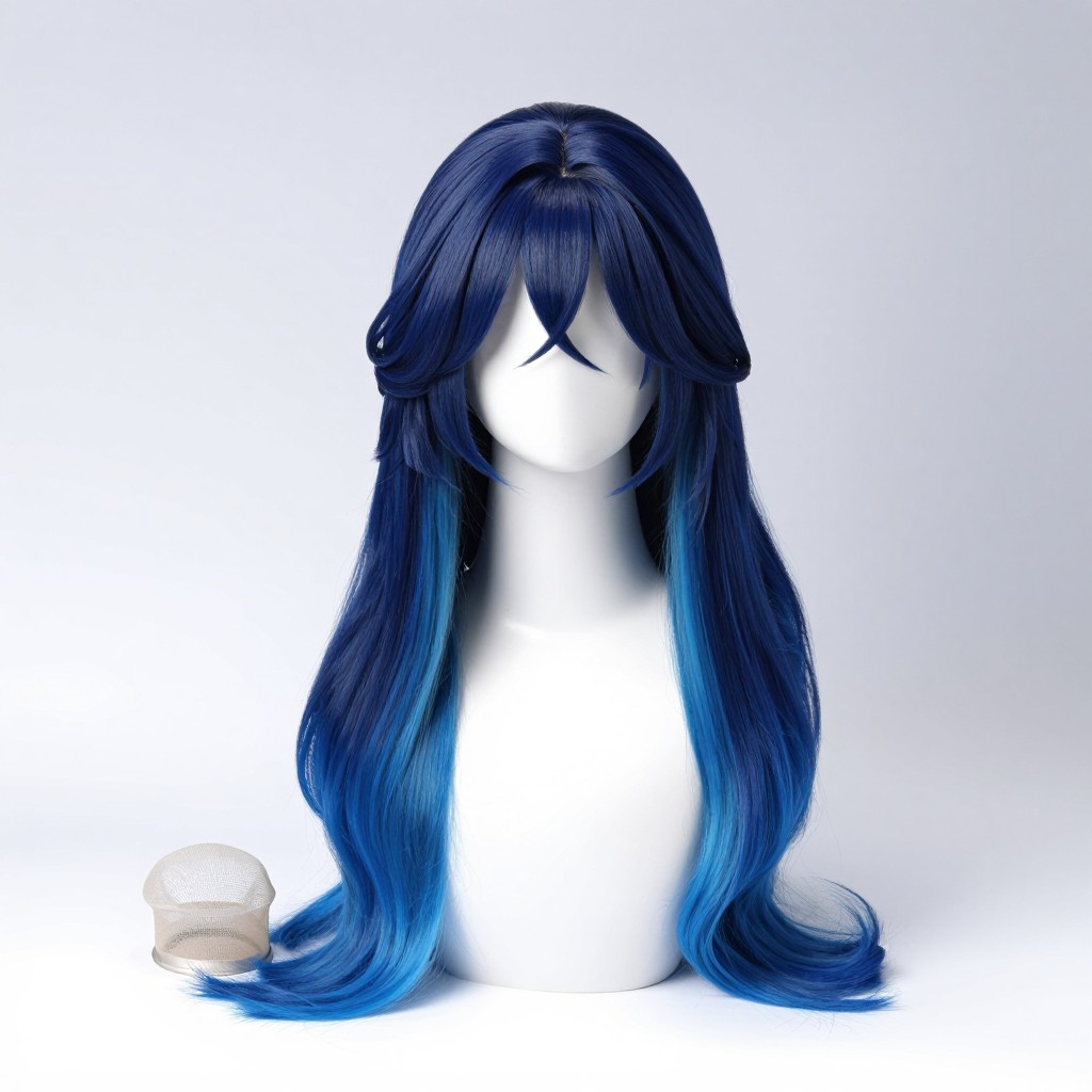 《深海回响》澜 深蓝及腰长卷发 约85cm